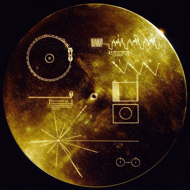 The cover of the Voyager Golden Record. NASA/JPL, public domain, via Wikimedia Commons.